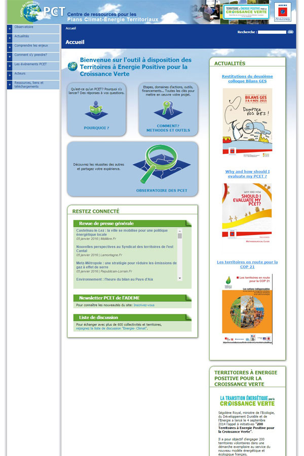 Site de l’ADEME : Plans Climat - Energie Territoriaux